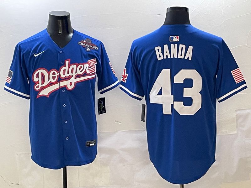 Men Los Angeles Dodgers 43 Banda Blue Second generation Joint Name Nike 2025 MLB Jersey style 6